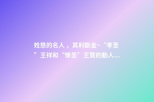 姓慈的名人，其利斷金~“孝圣”王祥和“悌圣”王覽的動人故事-第1張-觀點-玄機派